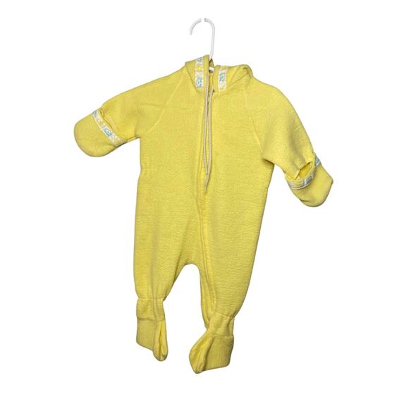 Vintage Yellow Triboro Baby Pram Winter Zipper Snowsuit 0-3 months - Picture 1 of 8